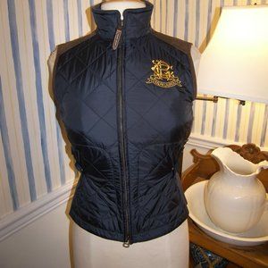 Ralph Lauren Sport Crest Vest Navy/Suede Zip Vest